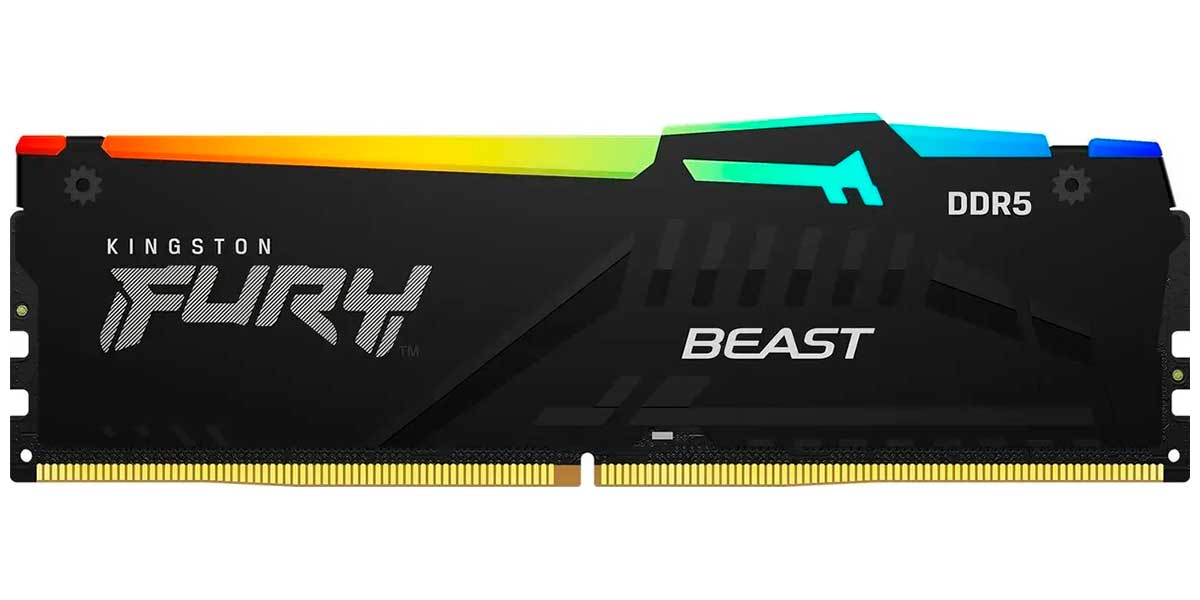 

Оперативная память Kingston DDR5 32GB 5200MHz FURY Beast RGB (KF552C40BB2A-32), Черный