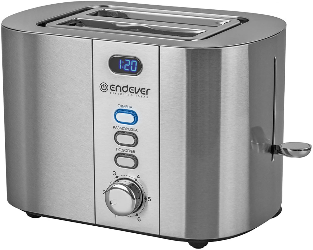 Изображение товара Электрический тостер Endever Skyline ST-126, 2 отделения, стальной корпус