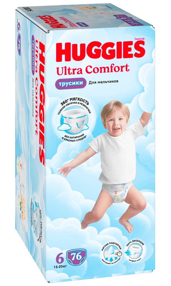 Изображение товара Подгузники-трусики Huggies Ultra Comfort 6 для мальчиков 15-25 кг 76 шт