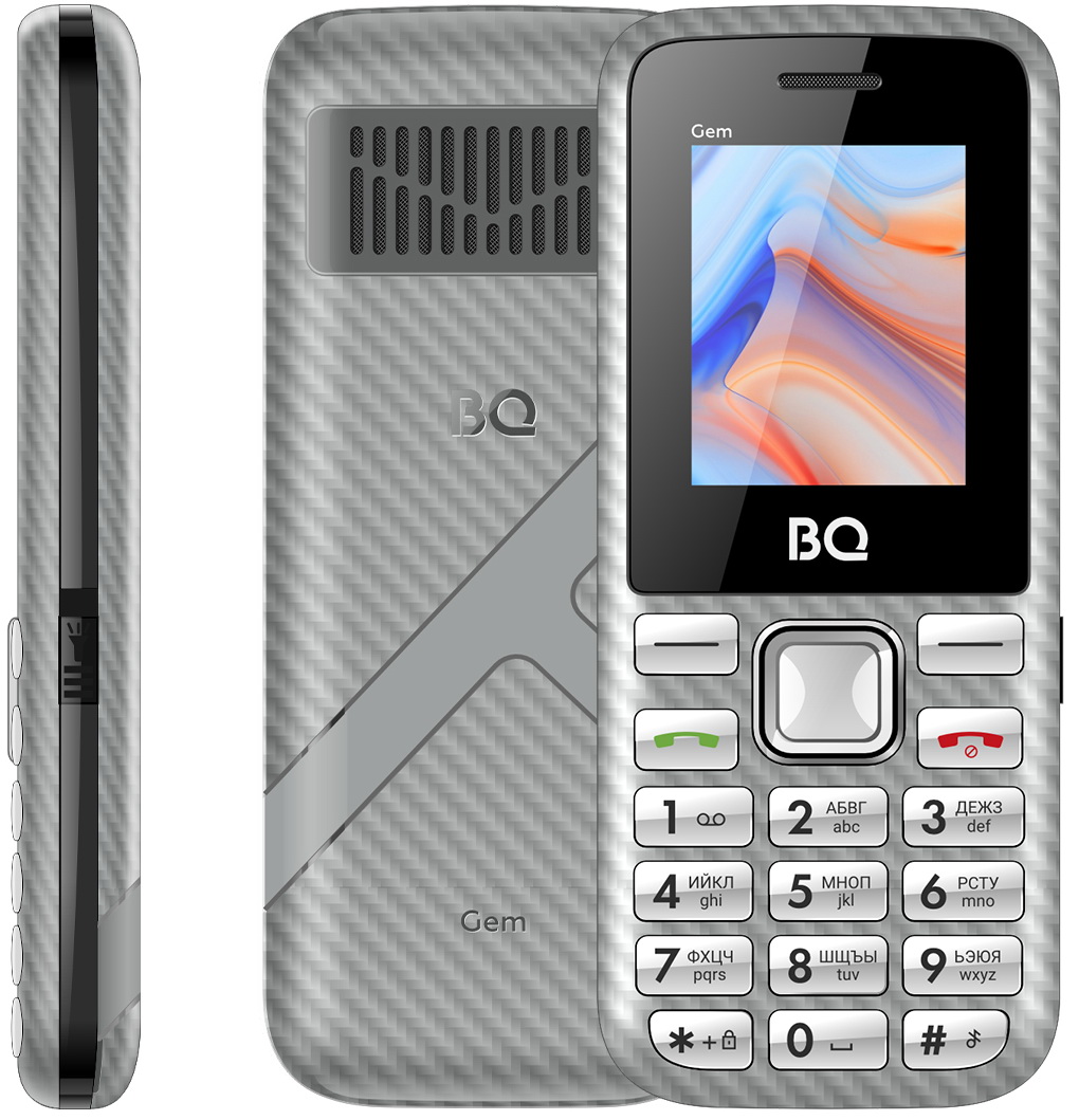 Изображение товара Мобильный телефон BQ 1860 Gem Gray с двумя SIM, FM-радио и microSD до 32ГБ