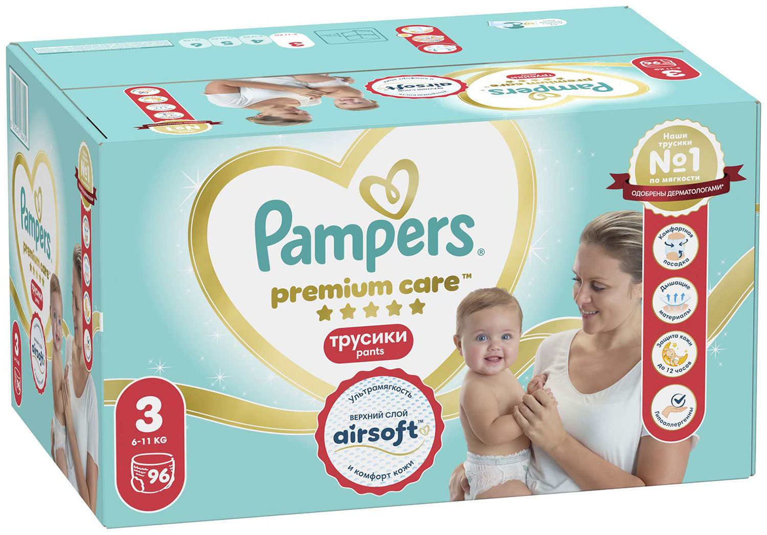 Изображение товара Трусики-подгузники Pampers Premium Care Pants, для мальчиков и девочек, Midi 6-11 кг, Мега Супер Упаковка 96 шт
