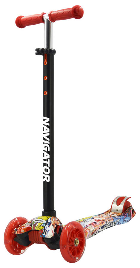 Изображение товара Самокат-кикборд Navigator для детей от 3 до 8 лет с регулируемым рулем и светящимися колесами