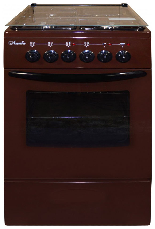 Изображение товара Комбинированная плита Лысьва ЭГ 1/3г01 МС-2у коричневая со стеклянной крышкой