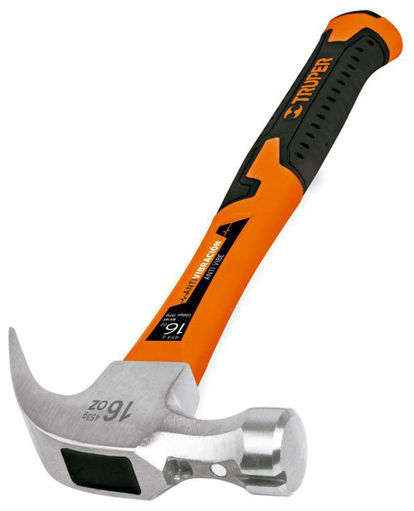 Изображение товара Молоток с гвоздодером Truper с полированным бойком, ручка фиберглас 33 см 0,45 кг MA-16F 19710