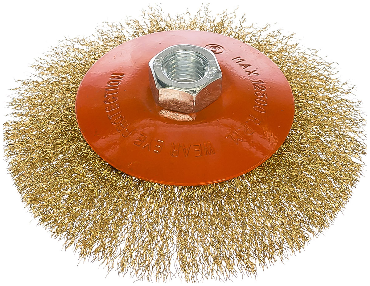 Изображение товара Корщетка-насадка Sturm! тип "колесо" с наклоном, М14, D125мм, латун.волн.пров 5240302