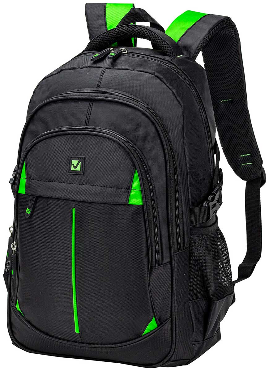 Изображение товара Рюкзак Brauberg TITANIUM универсальный, черный, салатовые вставки, 45х28х18см, 270766