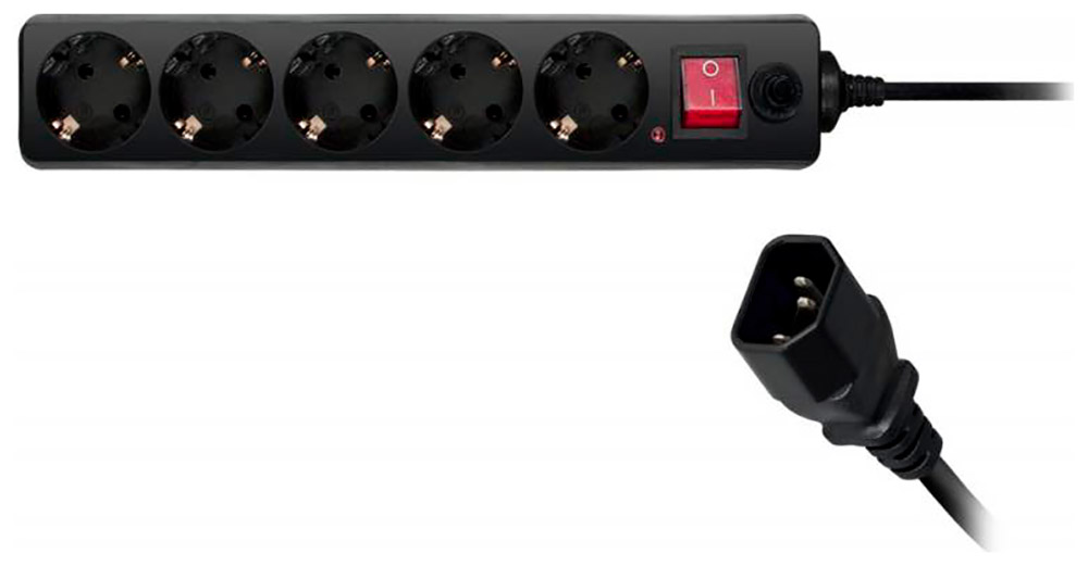 Изображение товара Сетевой фильтр Buro 500SH-1.8-UPS-B 1.8 м, 5 розеток, черный