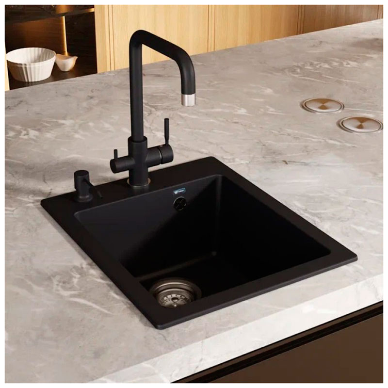 Изображение товара Кухонный смеситель Ulgran U-019 с фильтром и поворотным изливом ультра-черный