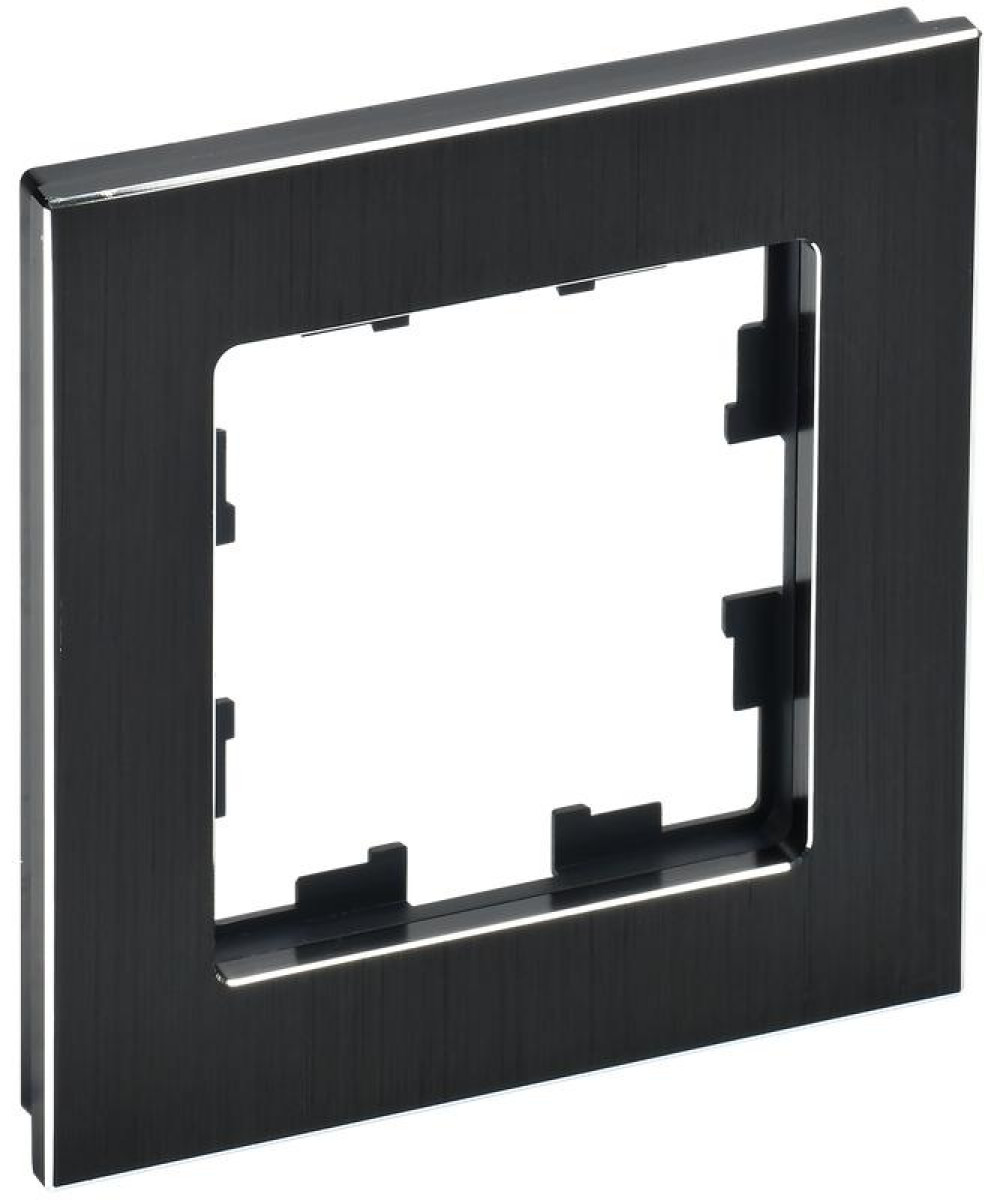 Изображение товара Рамки, декоративные элементы, основания для ЭУИ IEK Рамка 1-м BRITE РУ-1-1-БрЧ металл черн.