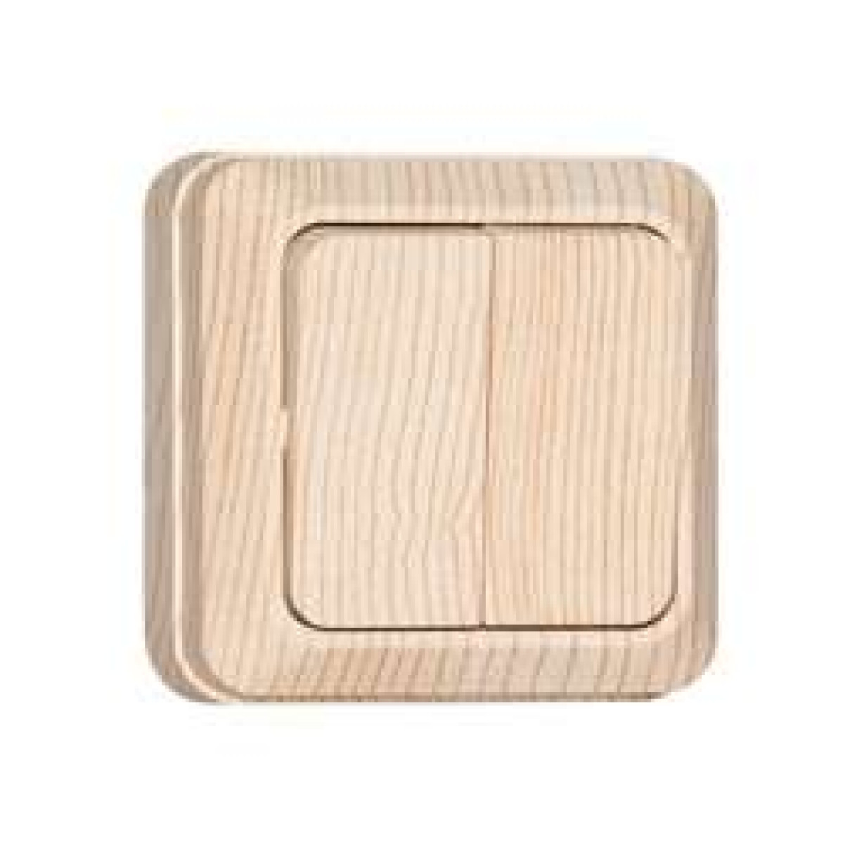 Изображение товара Универсальный двухклавишный выключатель Олимп IP20 сосна - надежное управление электросетью