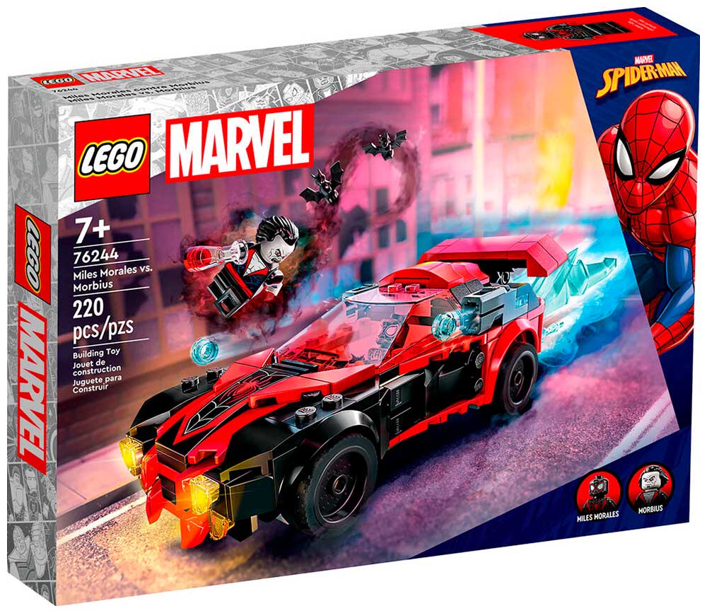 lego marvel майлз моралес против морбиуса игрушечная машина человека паука Конструктор Lego Super Heroes Майлс Моралес против Морбиуса 76244