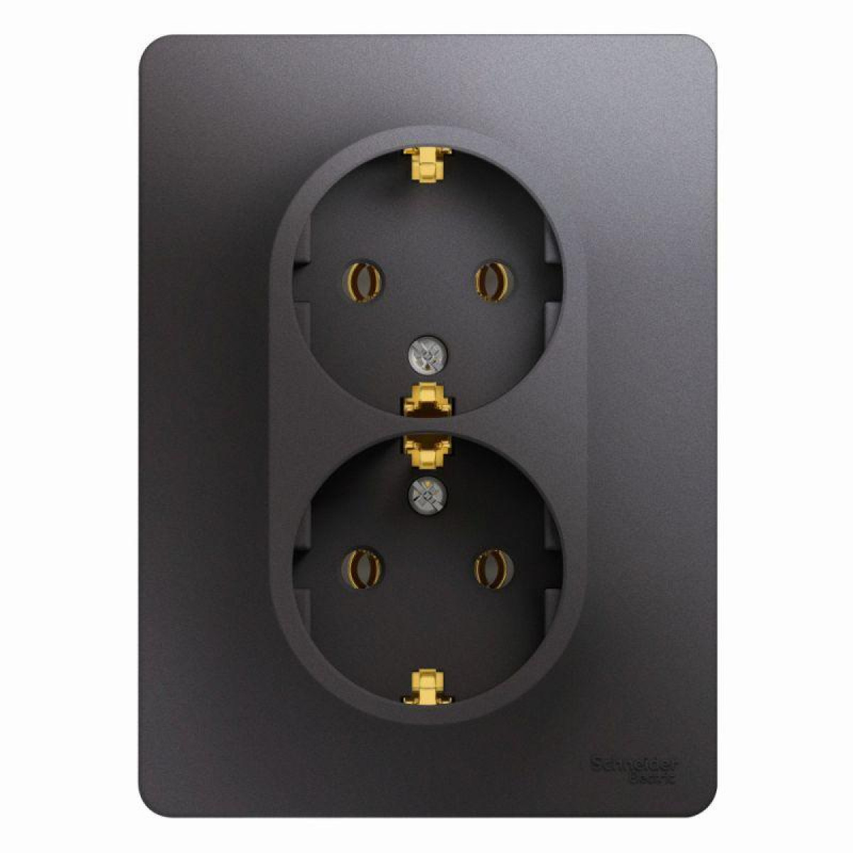 Изображение товара Розетка 2-м СП Glossa 16А IP20 с заземлением в сборе графит Systeme Electric