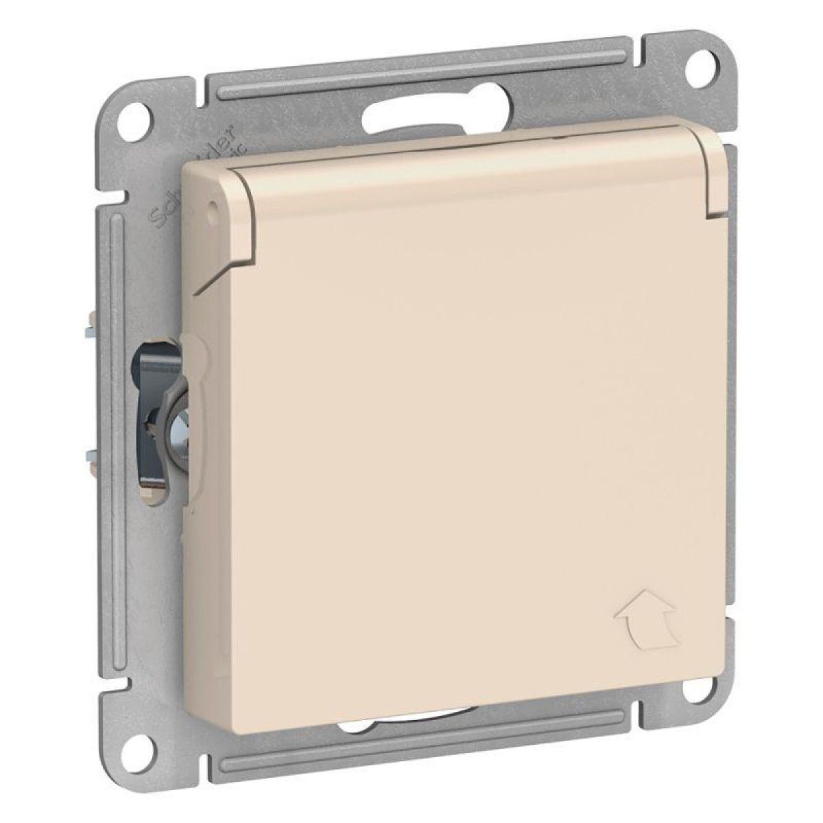 Изображение товара Розетки Systeme Electric Розетка 1-м СП AtlasDesign 16А IP20 с заземл. защ. шторки с крышкой механизм беж. SE