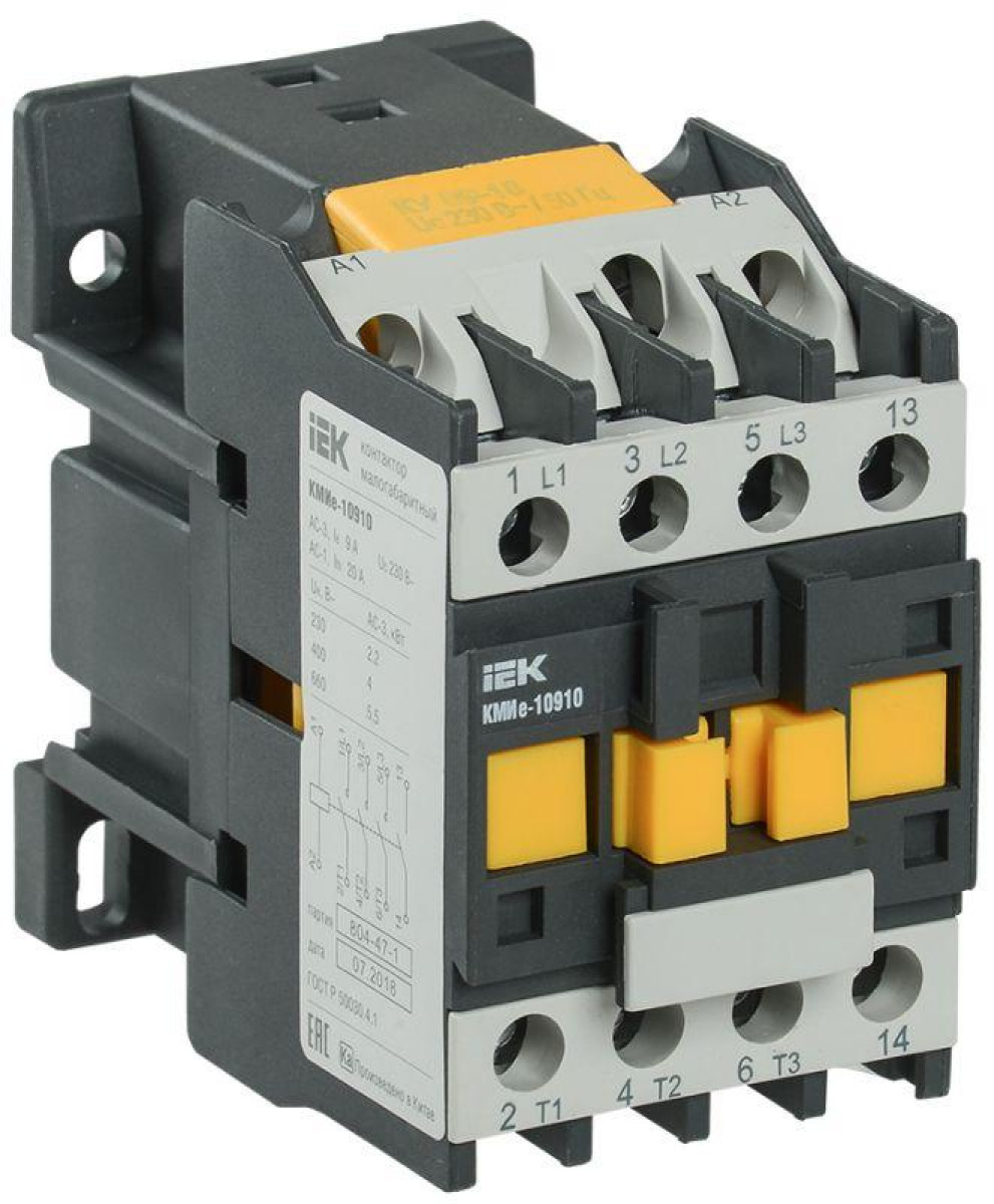 Изображение товара Низковольтное и промышленное электрооборудование IEK Контактор КМИе-10910 9А 110В/АС3 1НО