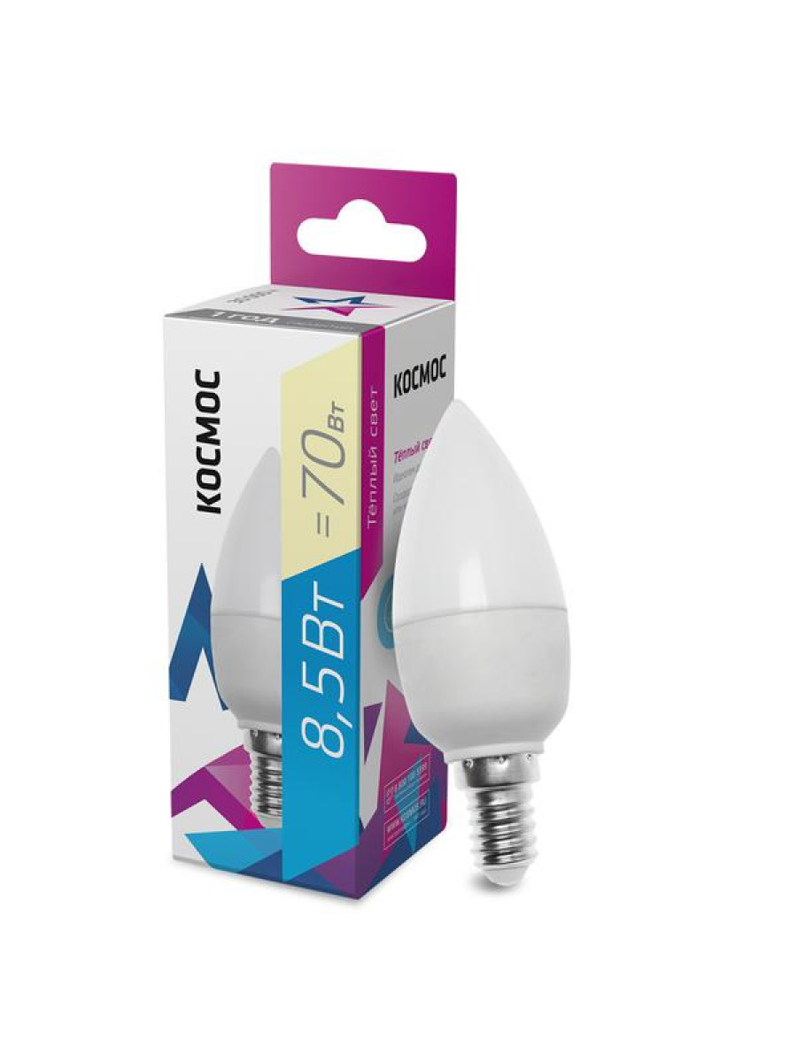 Изображение товара Светодиодная лампа Космос CN E14 8.5 Вт 3000K белая
