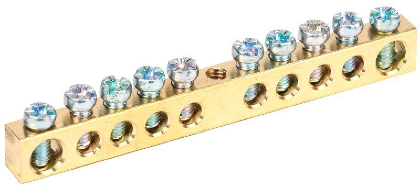 Изображение товара Изделия для электромонтажа IEK Шина PEN "земля-ноль" 6х9мм 10/1 (10групп/крепеж по центру)