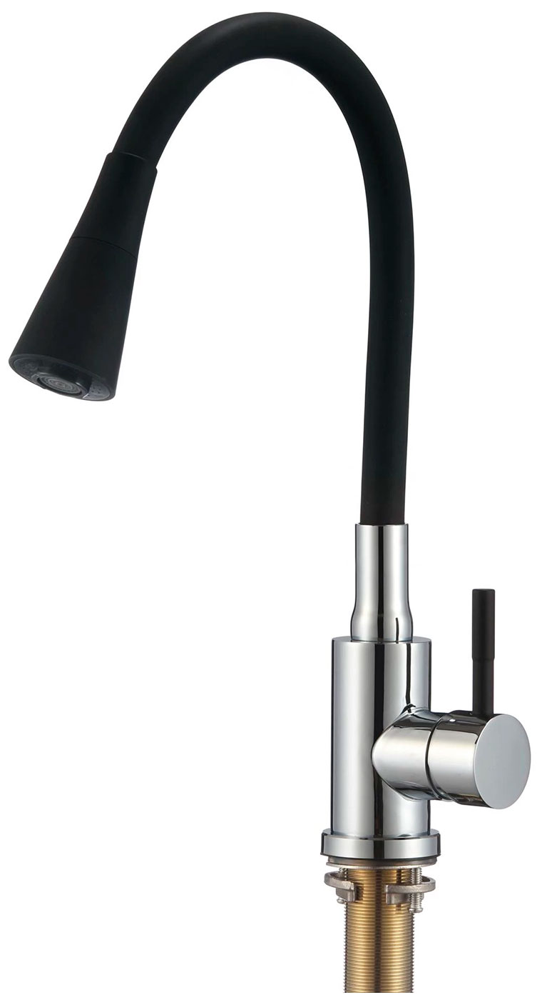Изображение товара Кухонный смеситель Savol S-3002AM01 однорычажный с поворотным изливом черный хром