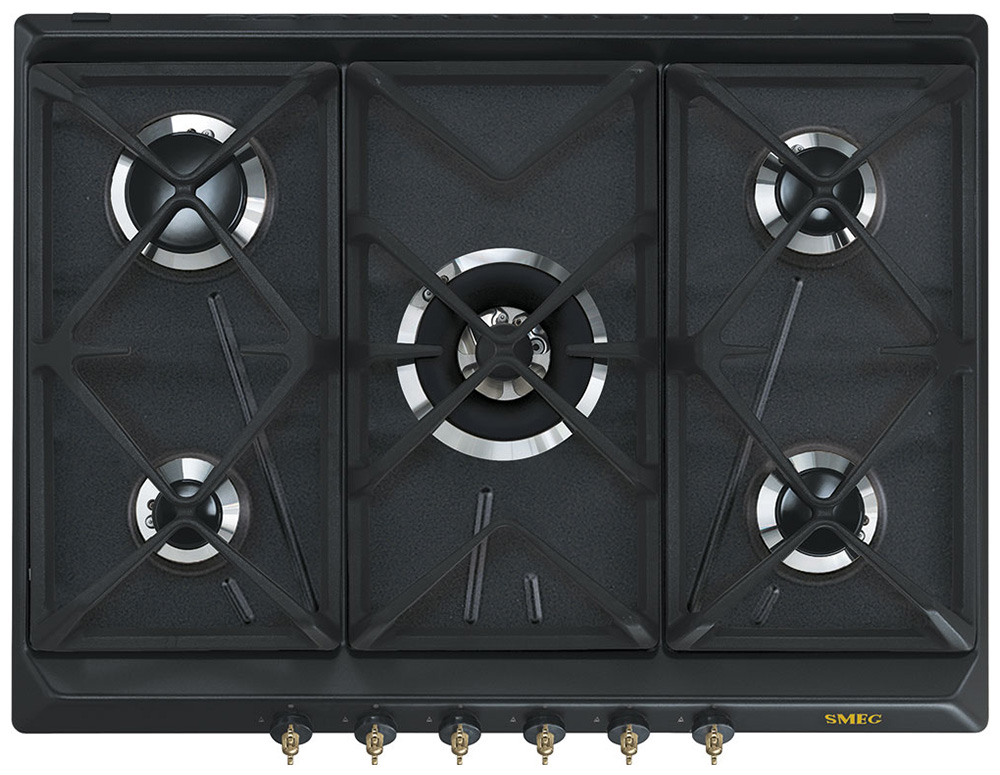 Изображение товара Газовая варочная панель Smeg SRV 876 AOGH с 5 конфорками антрацит
