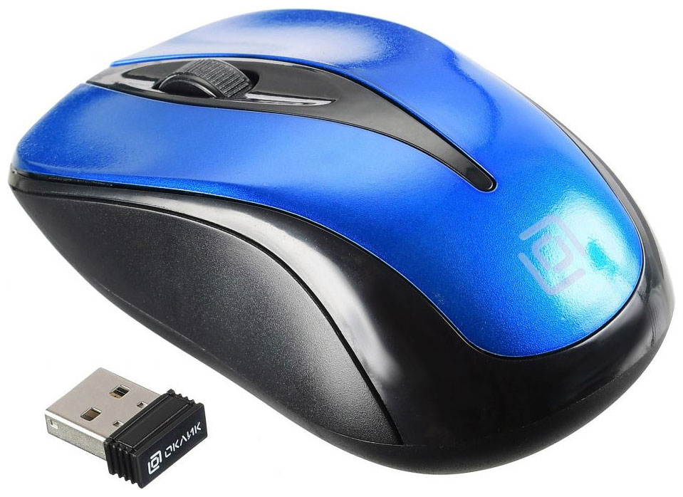 Мышь Oklick 675MW черный/синий цена и фото