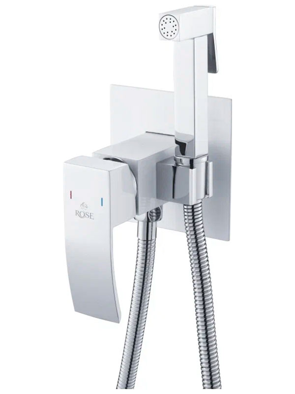 Изображение товара Гигиенический душ со смесителем Rose R15F белый хром для скрытого монтажа