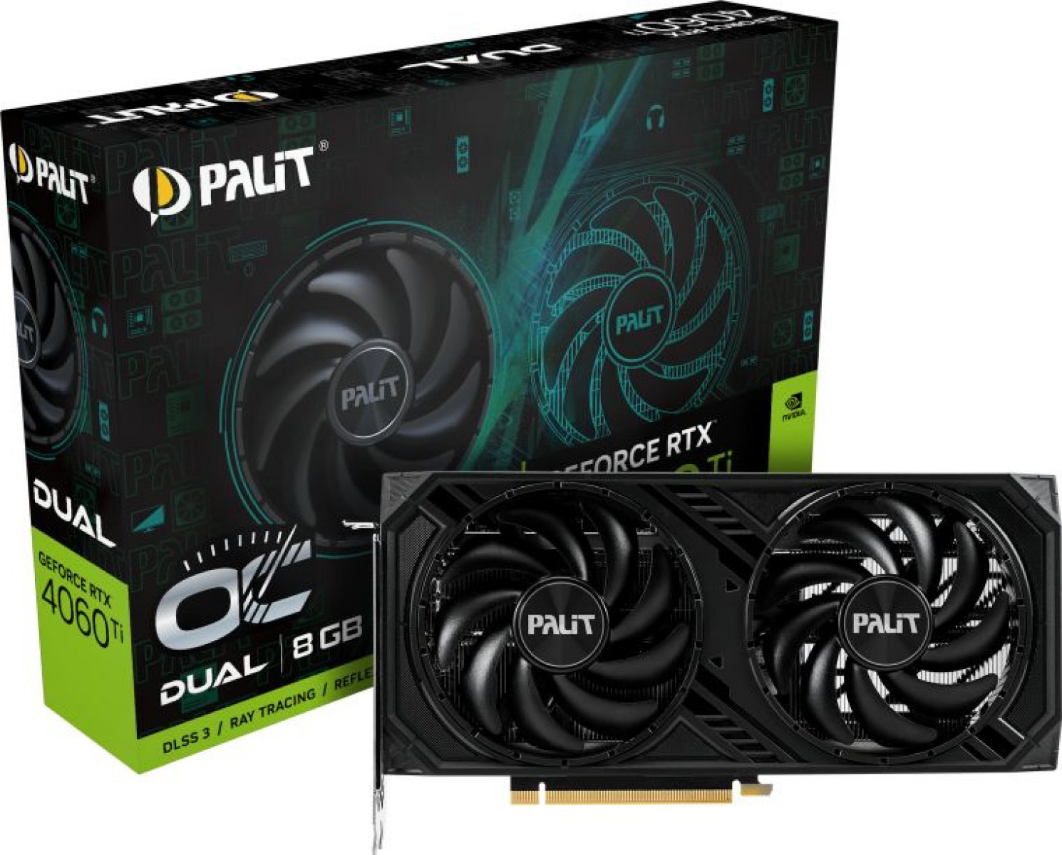 Изображение товара Видеокарта Palit GeForce RTX 4060 Ti DUAL OC 8GB (NE6406TT19P1-1060D)