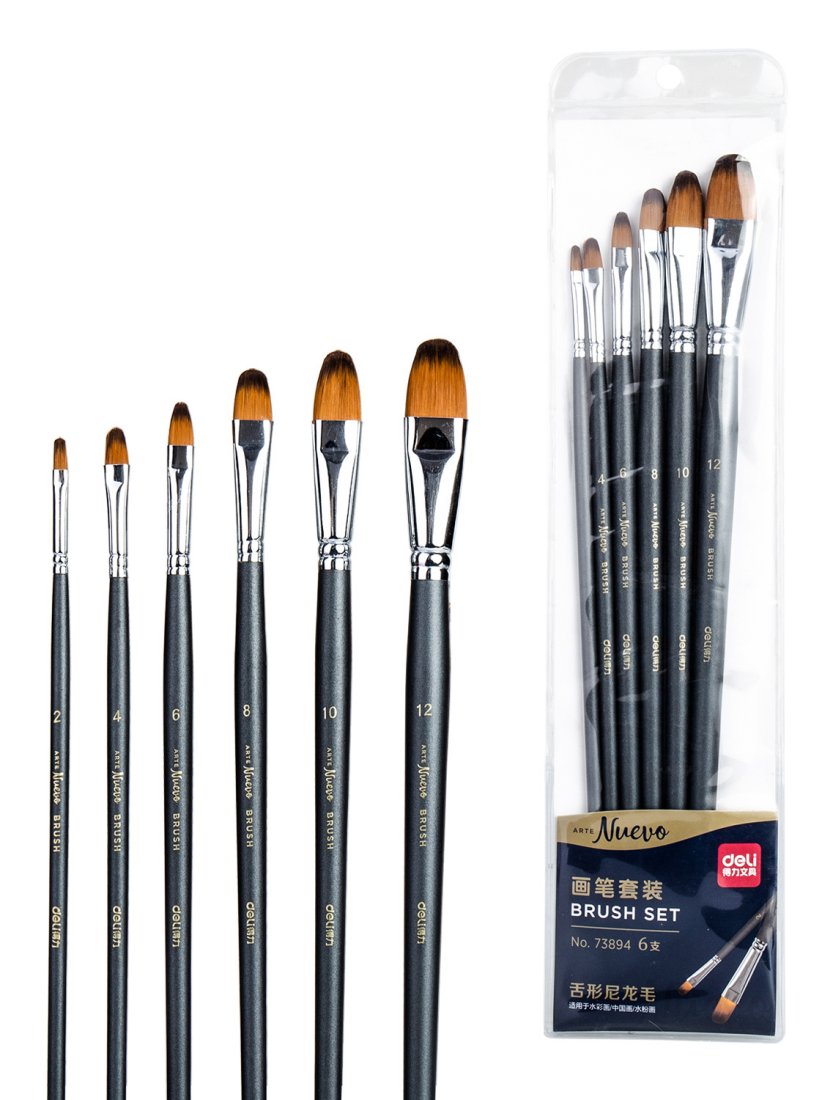 Изображение товара Набор кистей Deli Arte Nuevo 73894 нейлон плоский для творчества
