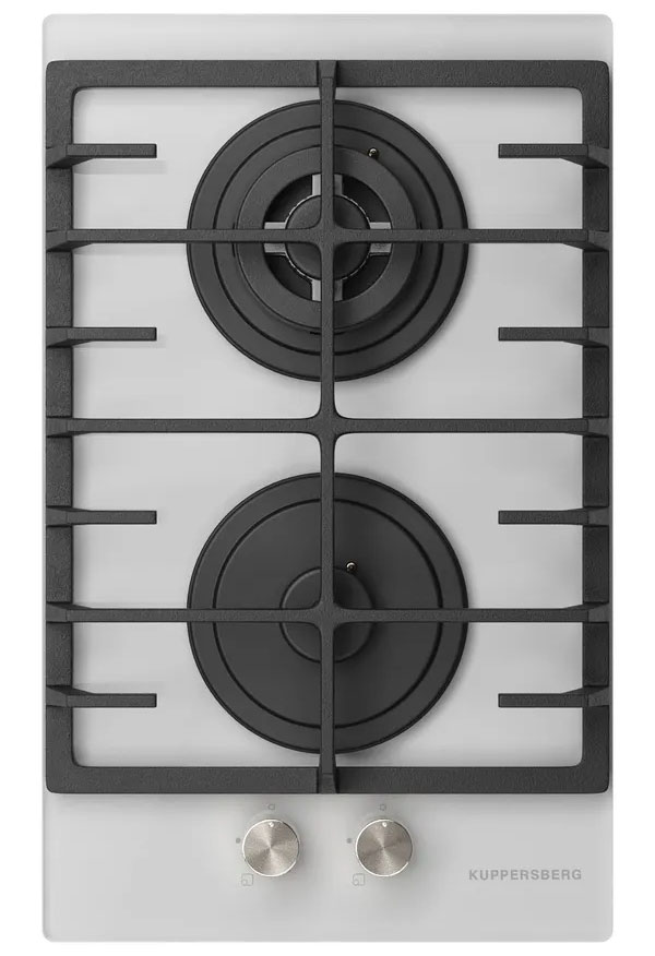 Изображение товара Газовая варочная панель Kuppersberg FG 33 W белая с 3 конфорками и электроподжигом
