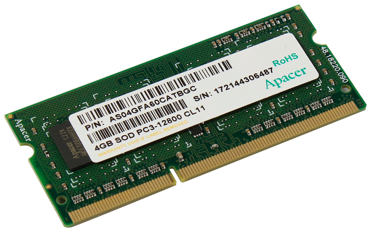 Изображение товара Оперативная память Apacer SO-DIMM DDR3 4Gb 1600MHz (DS.04G2K.KAM)