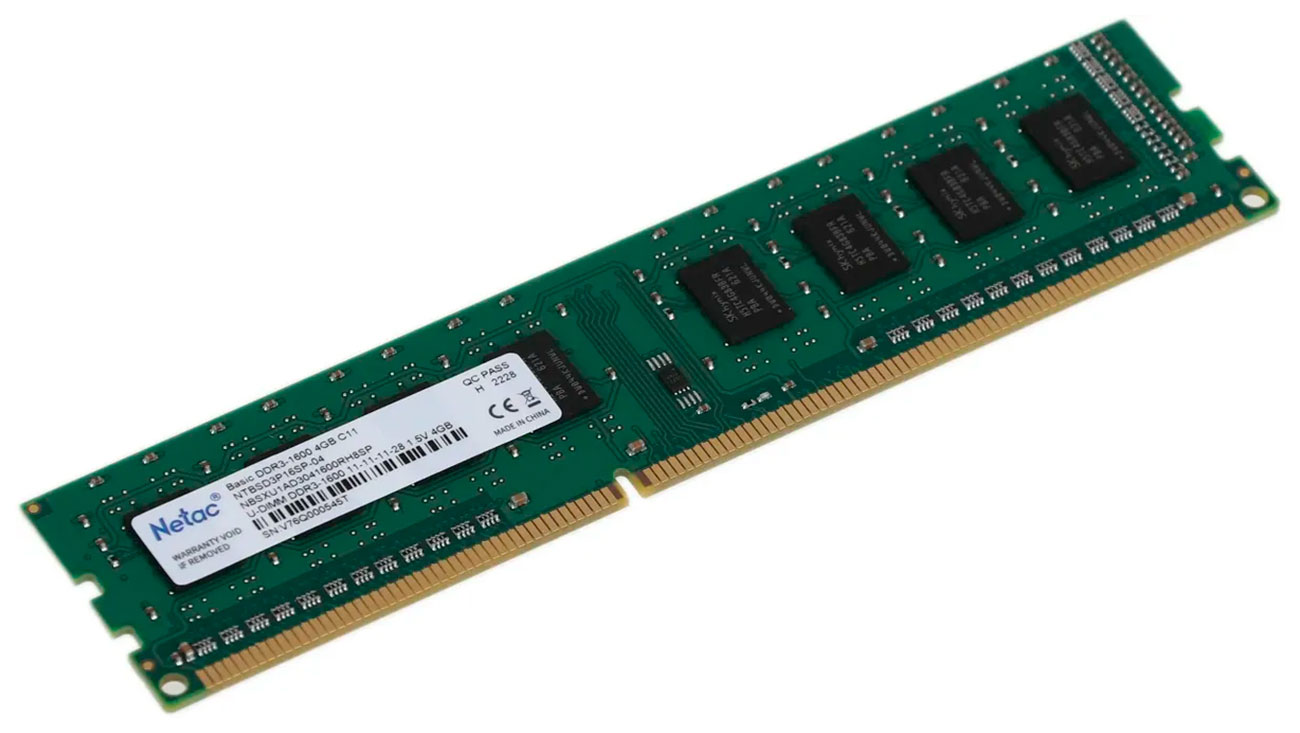 

Оперативная память Netac Basic DDR3 4GB 1600MHz (NTBSD3P16SP-04), Зеленый