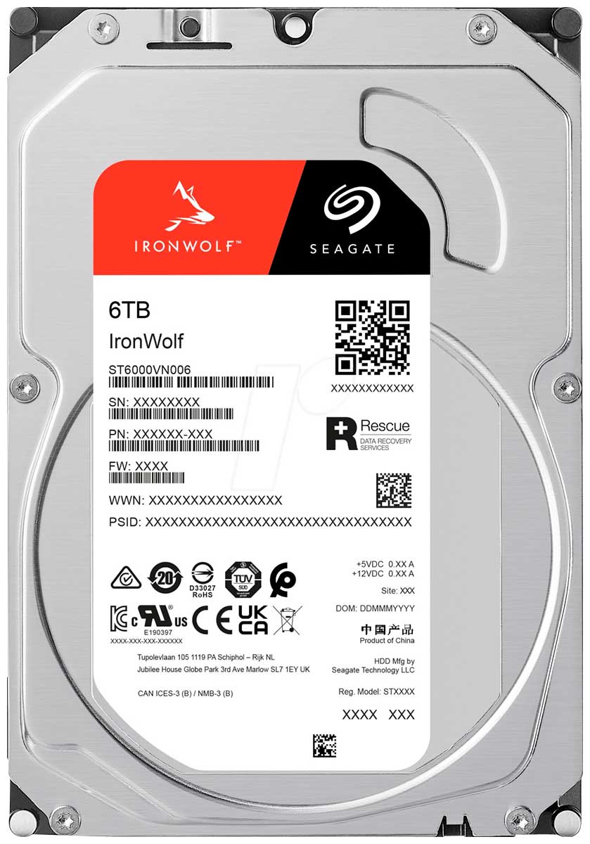 Изображение товара Жесткий диск Seagate 3.5 SATA III 6TB IronWolf NAS 5400rpm 256MB (ST6000VN006)