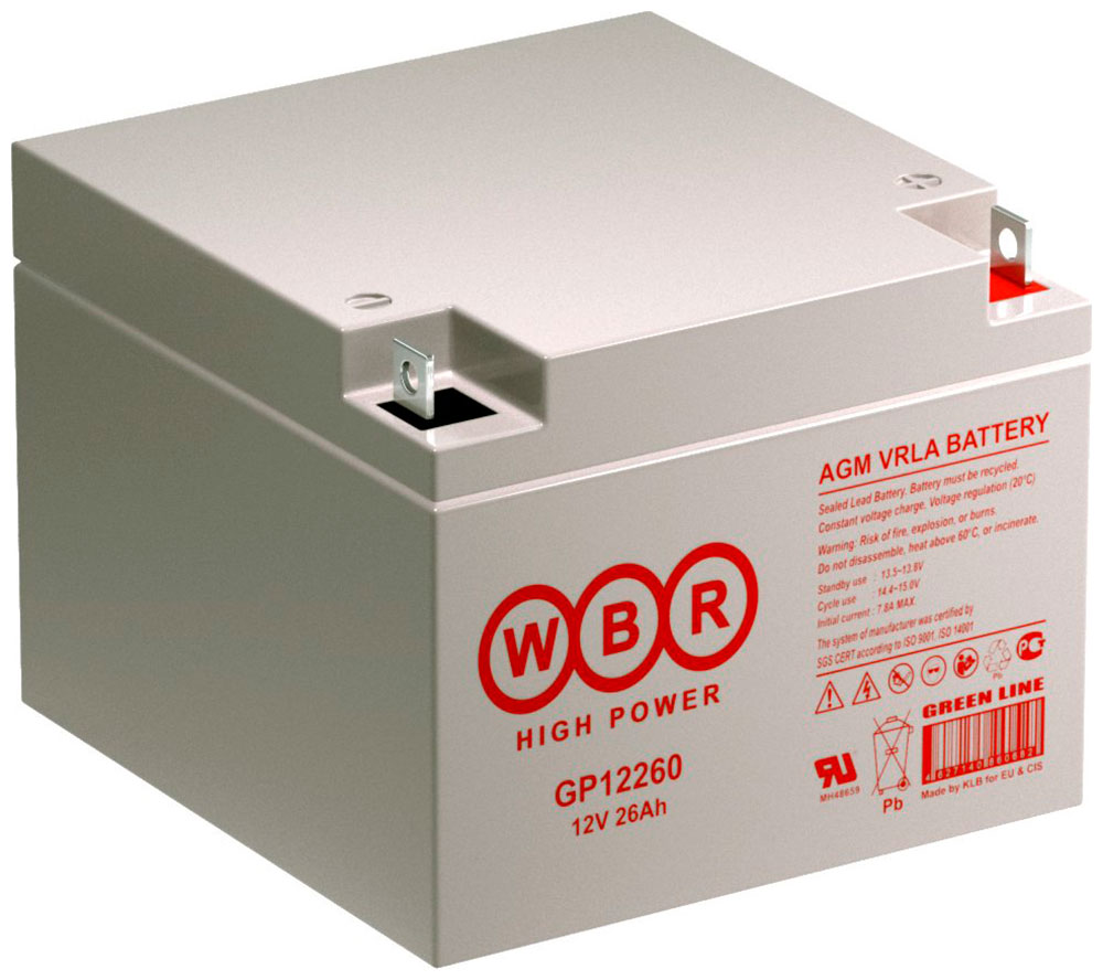 Изображение товара Аккумуляторная батарея для ИБП WBR GP12260 (12В, 26Ач)