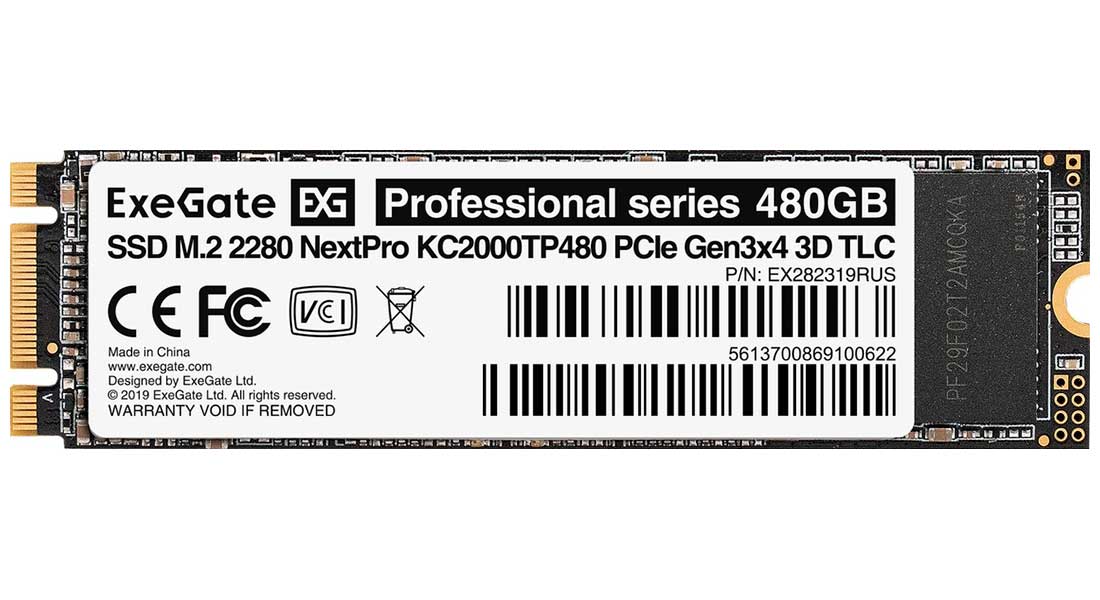 Изображение товара SSD накопитель ExeGate M.2 2280 480GB NextPro KC2000TP480 PCIe (EX282319RUS)