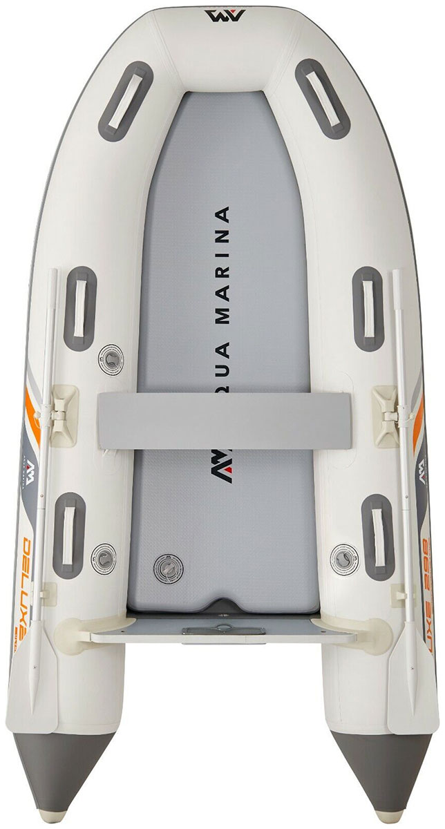 

Надувная лодка Aqua Marina DELUXE U-TYPE 2.98 m, BT-UD298, 298х155 см (алюм. весла, насос, сумка, до 360 кг), Белый/серый