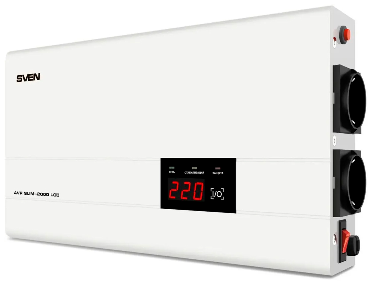 Изображение товара Стабилизатор напряжения Sven AVR SLIM-2000 LCD 1200 Вт настенный