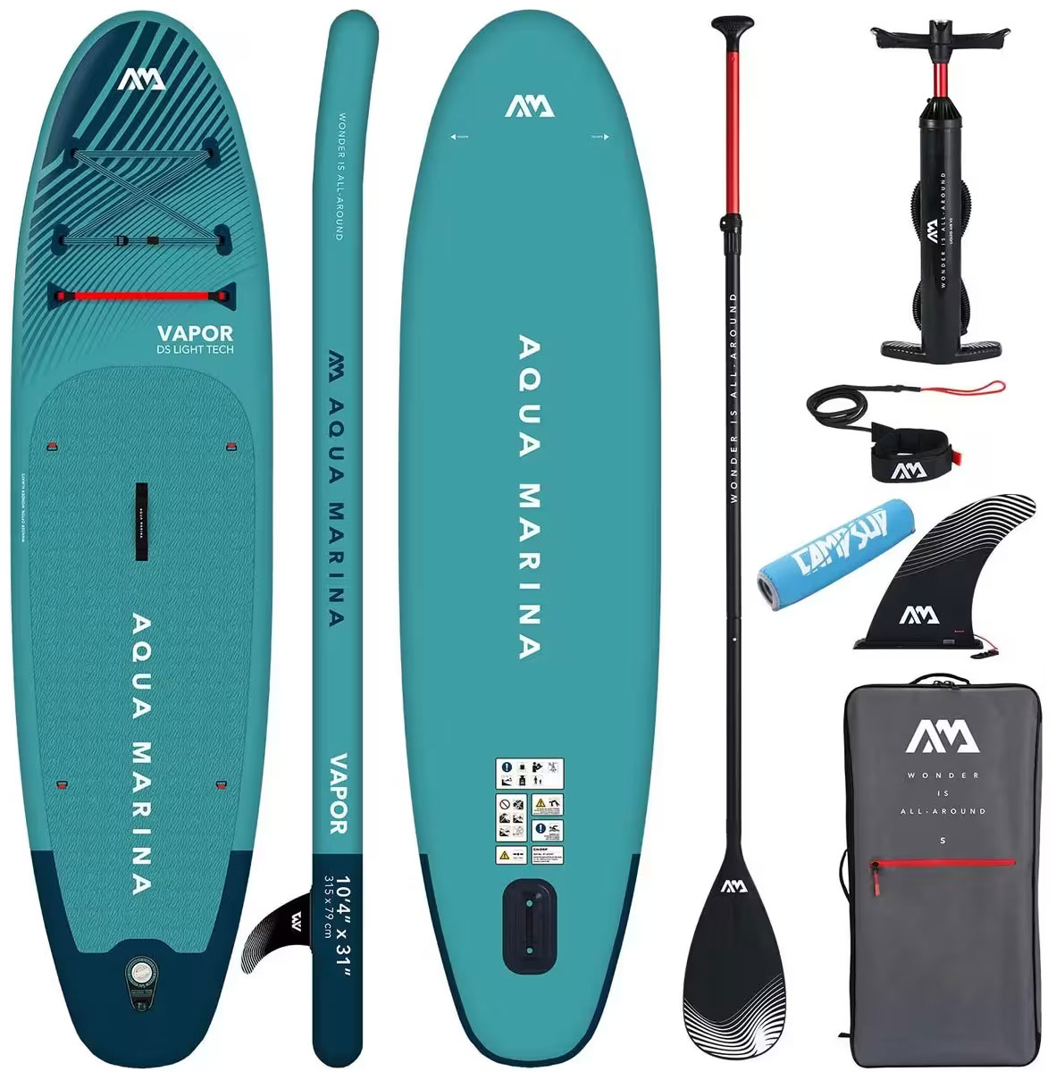 Изображение товара SUP-доска Aqua Marina Vapor Aqua Splash 315х79х15 см легкая и прочная надувная модель для серфинга 