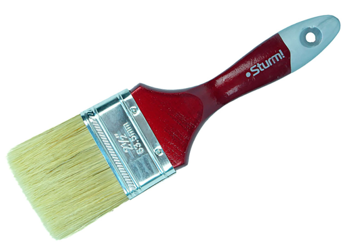 Изображение товара Плоская кисть Sturm! Profi 2.5 63мм натуральная щетина деревянная ручка
