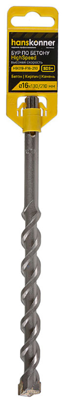 Изображение товара Бур Hanskonner SDS+, HIGH SPEED, плоский резец, U спираль (H9019-F16-210)