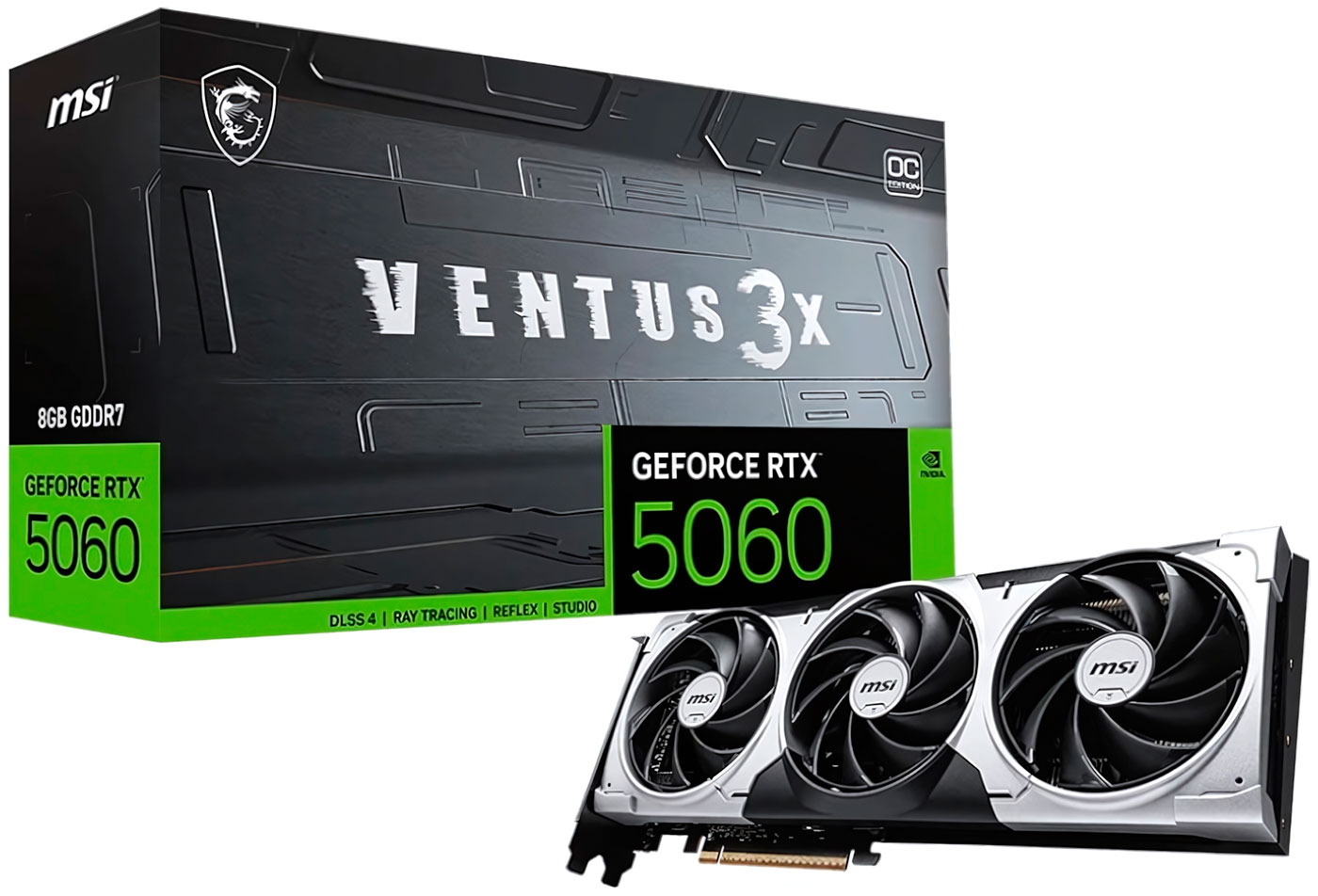 

Видеокарта MSI GeForce RTX 5060 8G VENTUS 3X OC, Серый/черный