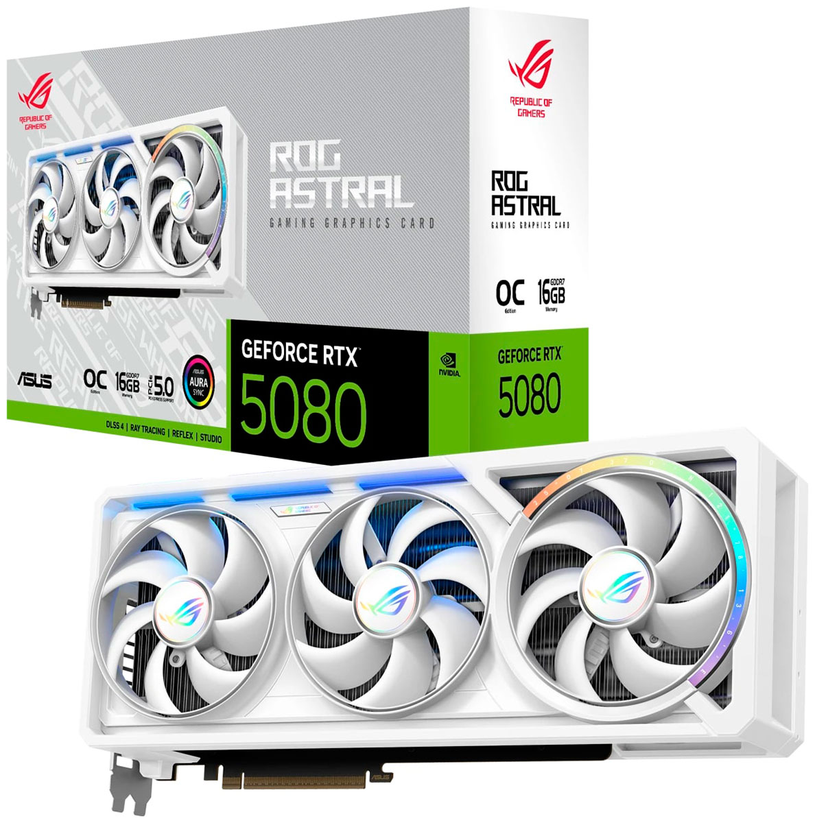 Изображение товара Видеокарта Asus GeForce RTX 5080 ROG Astral White OC 16Gb (ROG-ASTRAL-RTX5080-O16G-WHITE) Изображение товара Видеокарта Asus GeForce RTX 5080 ROG Astral White OC 16Gb (ROG-ASTRAL-RTX5080-O16G-WHITE)
