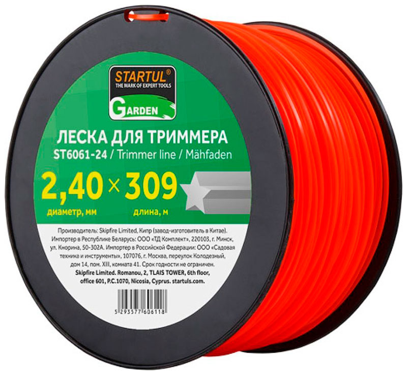 Изображение товара Леска Startul GARDEN 2.4 мм х 309 м с сечением звезда для триммера Изображение товара Леска Startul GARDEN 2.4 мм х 309 м с сечением звезда для триммера