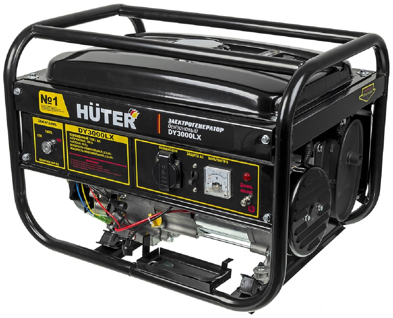 Изображение товара Генератор Huter DY 3000 LX с мощностью 2.5 кВт и воздушным охлаждением