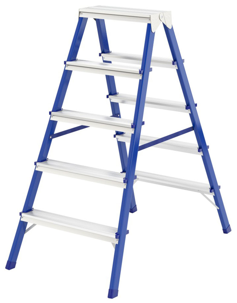 Изображение товара Стремянка Сибртех двусторонняя 5 ступеней стальная РФ надежная и безопасная