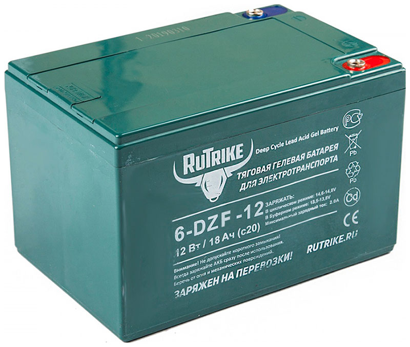 Тяговый аккумулятор Rutrike 6-DZF-12 (12V12A/H C2) тяговый гелевый аккумулятор rutrike 6 evf 120 12v120a h c3