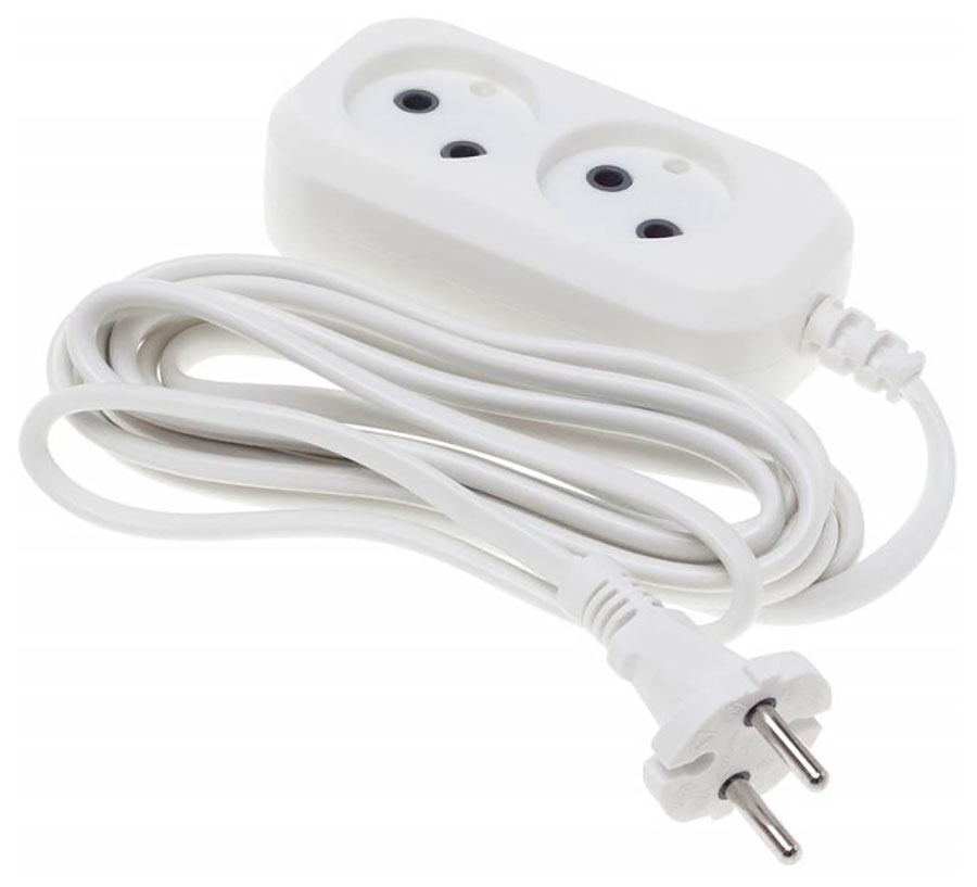 Изображение товара Сетевой удлинитель Buro BU-PSL2.3/W, 3 м, 2 розетки, белый