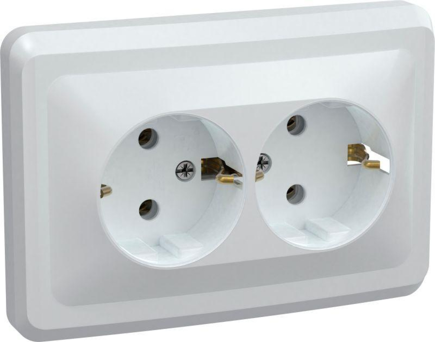 Изображение товара Розетка IEK Вега РС12-3-ВБ 2-м СП белая с заземлением 16А