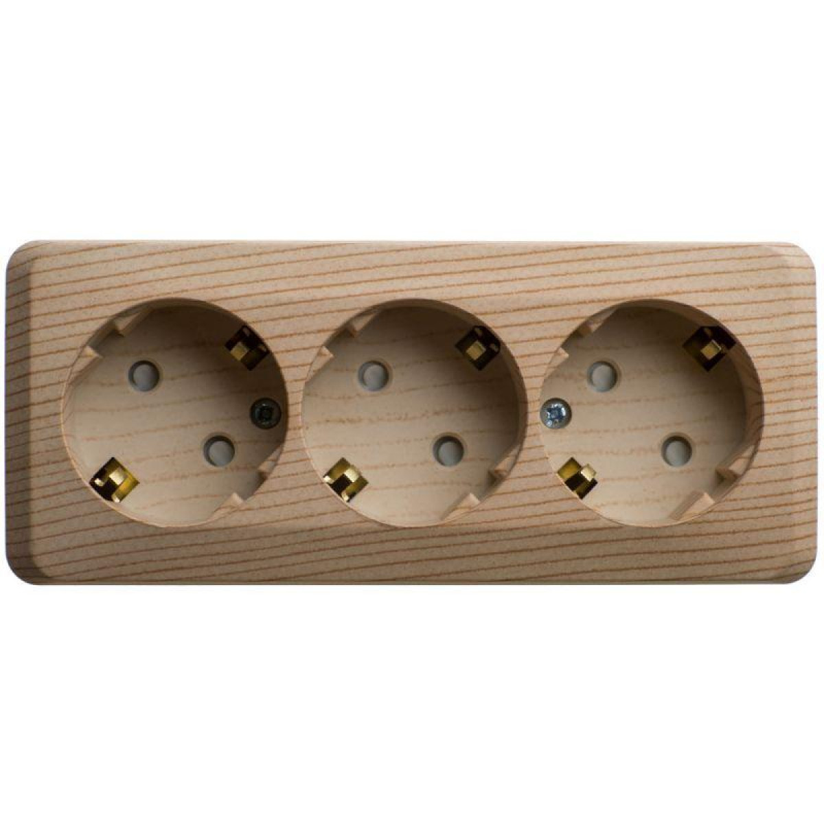 Изображение товара Розетка Systeme Electric 3-м ОП Этюд 16А IP20 с заземлительной защитой сосна