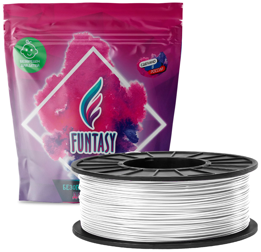 Пластик в катушке Funtasy PLA, 1.75 мм, 1 кг, белый pla нить sunlu разноцветная радужная 1 75 мм 1 кг для 3d принтера