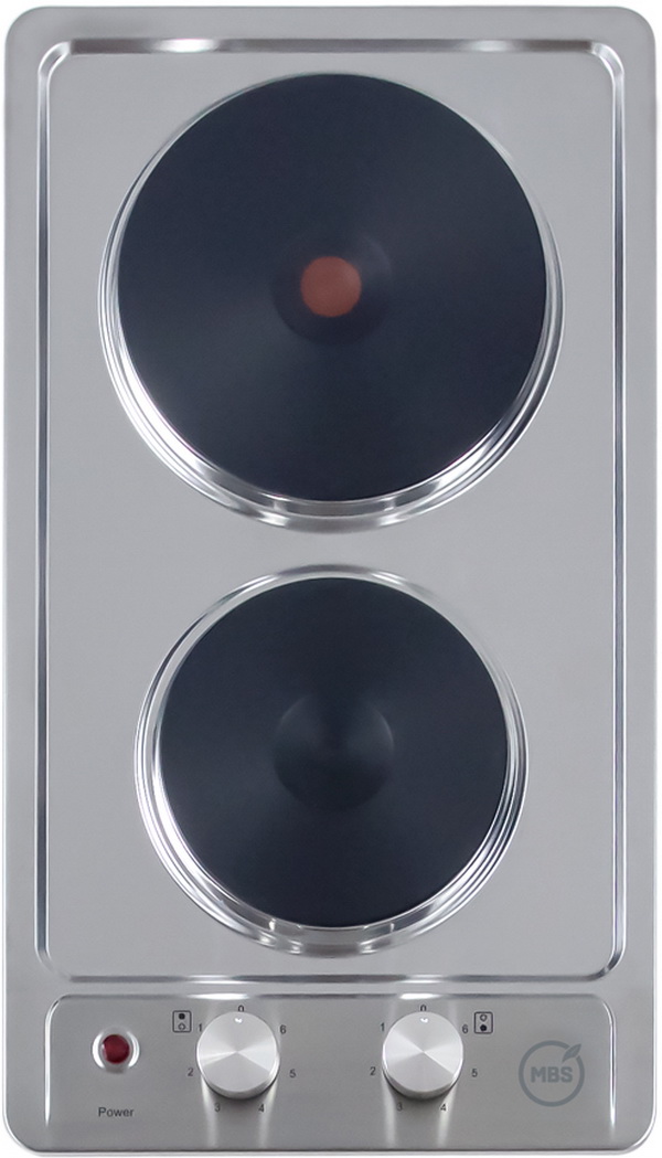 Изображение товара Электрическая варочная панель MBS PE-303 2 конфорки, нержавеющая сталь, механика