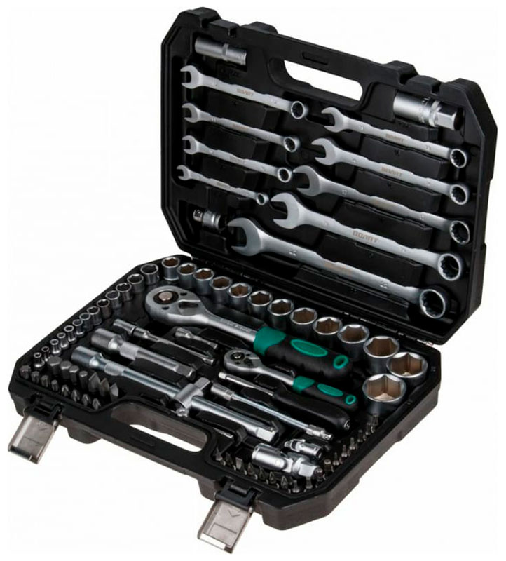 

Набор головок и ключей Волат 82 пр. 1/4, 1/2, 6 граней (18540-82)