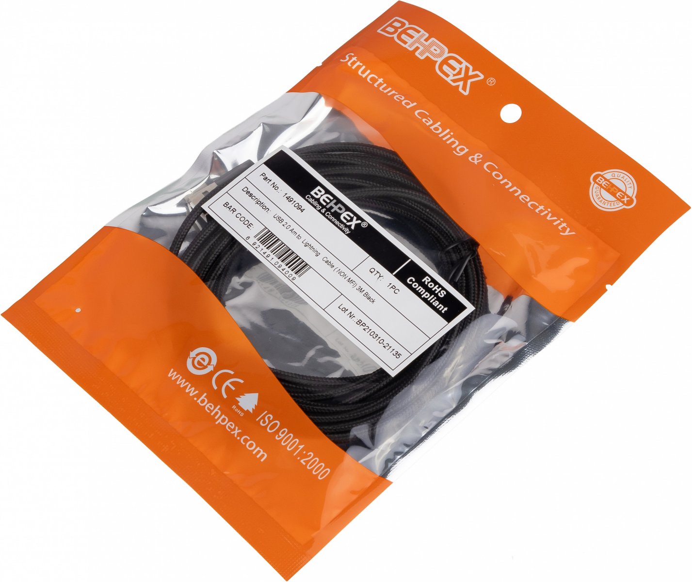 Изображение товара Кабель USB Type-A - Lightning 3м черный для iPhone и iPad